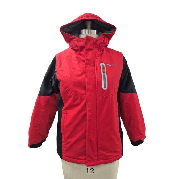 Swiss Tech Polyester Winter Coat Black/Red Shell Boys Sz LG 10-12 - Picture 1 of 7